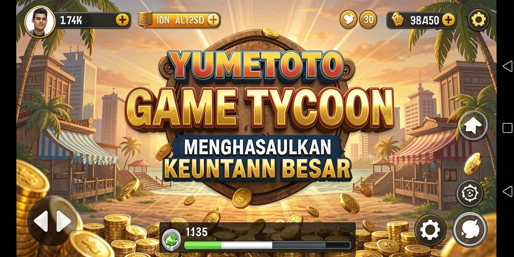 Tampilan gameplay YUMETOTO yang menampilkan pengelolaan bisnis yang seru dan interaktif.