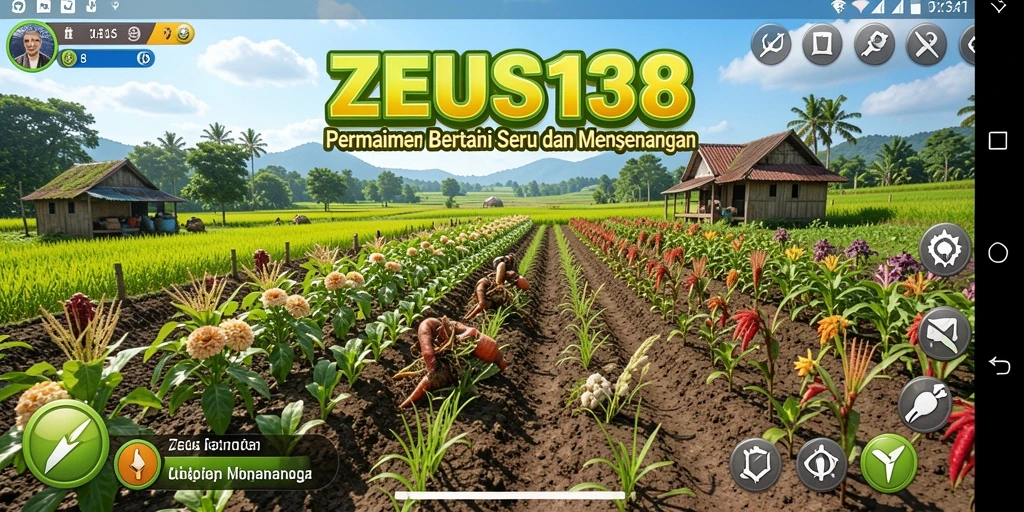 Tampilan gameplay <strong>ZEUS138</strong> yang seru dengan aktivitas bertani yang menyenangkan.